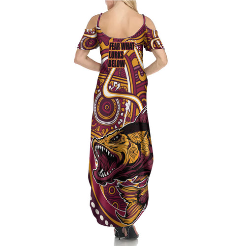 Aboriginal Barramundi Fishing Fear What Lurks Below Family Matching Summer Maxi Dress and Hawaiian Shirt Indigenous Australian Dot Predatory Fish