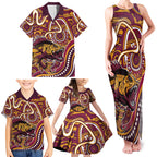Aboriginal Barramundi Fishing Fear What Lurks Below Family Matching Tank Maxi Dress and Hawaiian Shirt Indigenous Australian Dot Predatory Fish