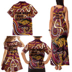 Aboriginal Barramundi Fishing Fear What Lurks Below Family Matching Tank Maxi Dress and Hawaiian Shirt Indigenous Australian Dot Predatory Fish