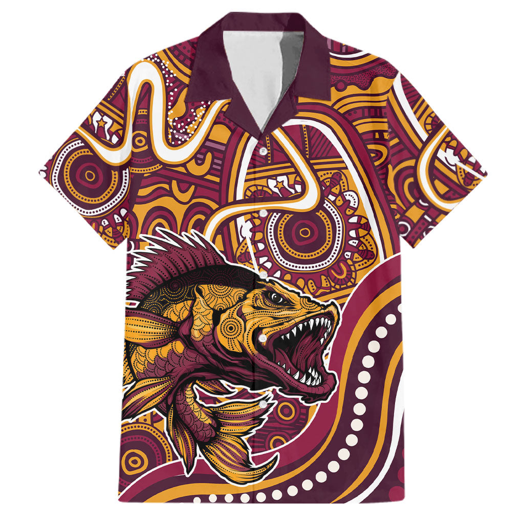 Aboriginal Barramundi Fishing Fear What Lurks Below Family Matching Tank Maxi Dress and Hawaiian Shirt Indigenous Australian Dot Predatory Fish