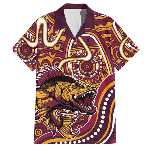 Aboriginal Barramundi Fishing Fear What Lurks Below Family Matching Tank Maxi Dress and Hawaiian Shirt Indigenous Australian Dot Predatory Fish