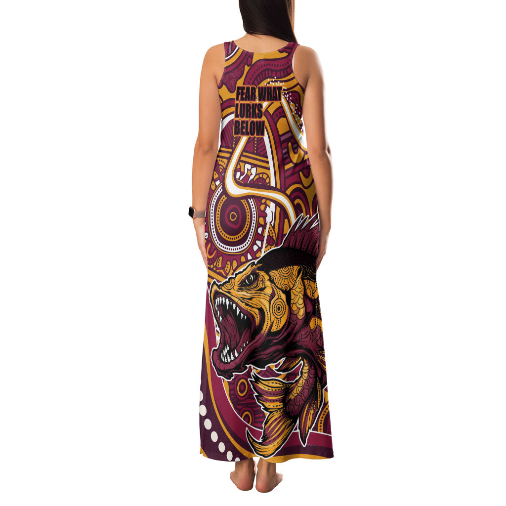 Aboriginal Barramundi Fishing Fear What Lurks Below Family Matching Tank Maxi Dress and Hawaiian Shirt Indigenous Australian Dot Predatory Fish