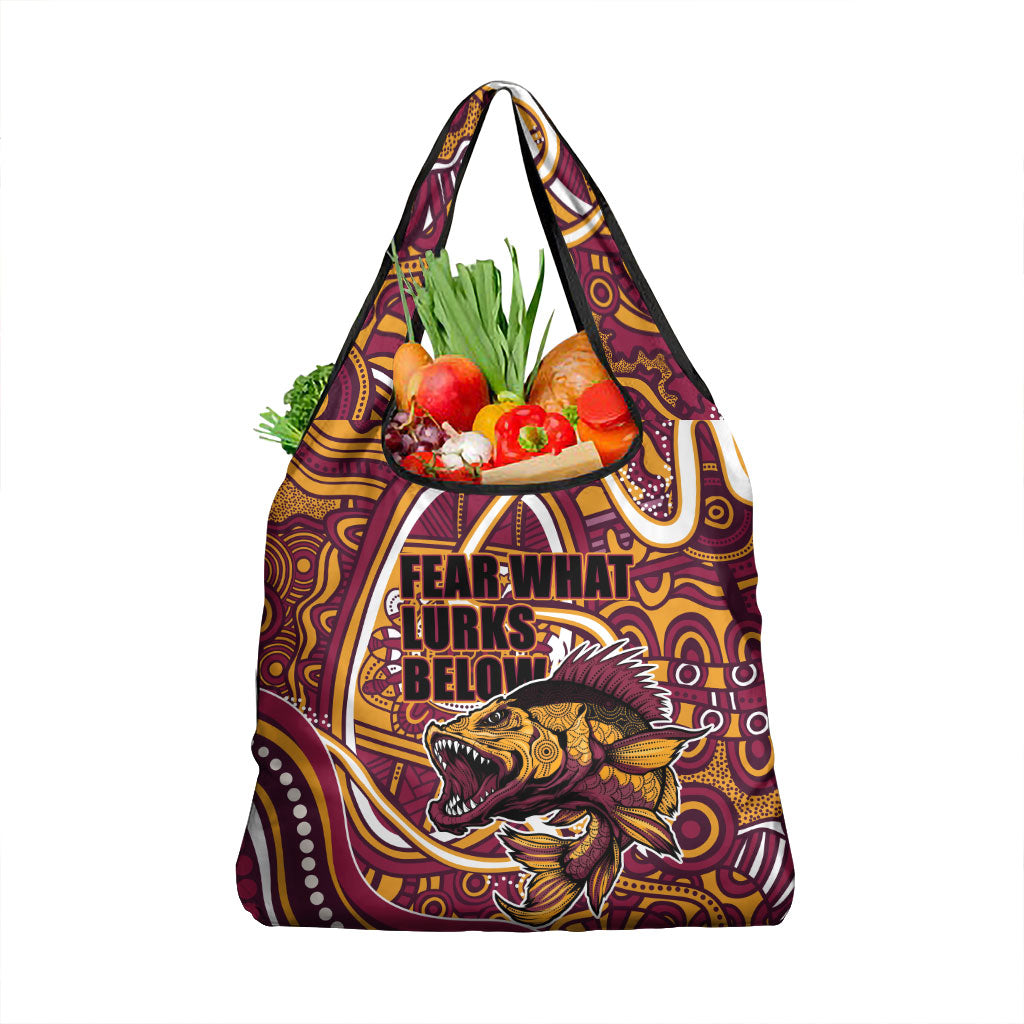 Aboriginal Barramundi Fishing Fear What Lurks Below Grocery Bag Indigenous Australian Dot Predatory Fish