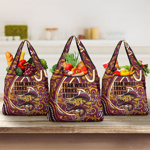 Aboriginal Barramundi Fishing Fear What Lurks Below Grocery Bag Indigenous Australian Dot Predatory Fish