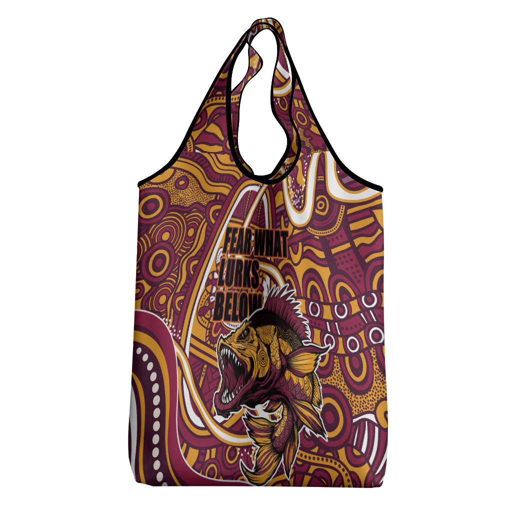 Aboriginal Barramundi Fishing Fear What Lurks Below Grocery Bag Indigenous Australian Dot Predatory Fish