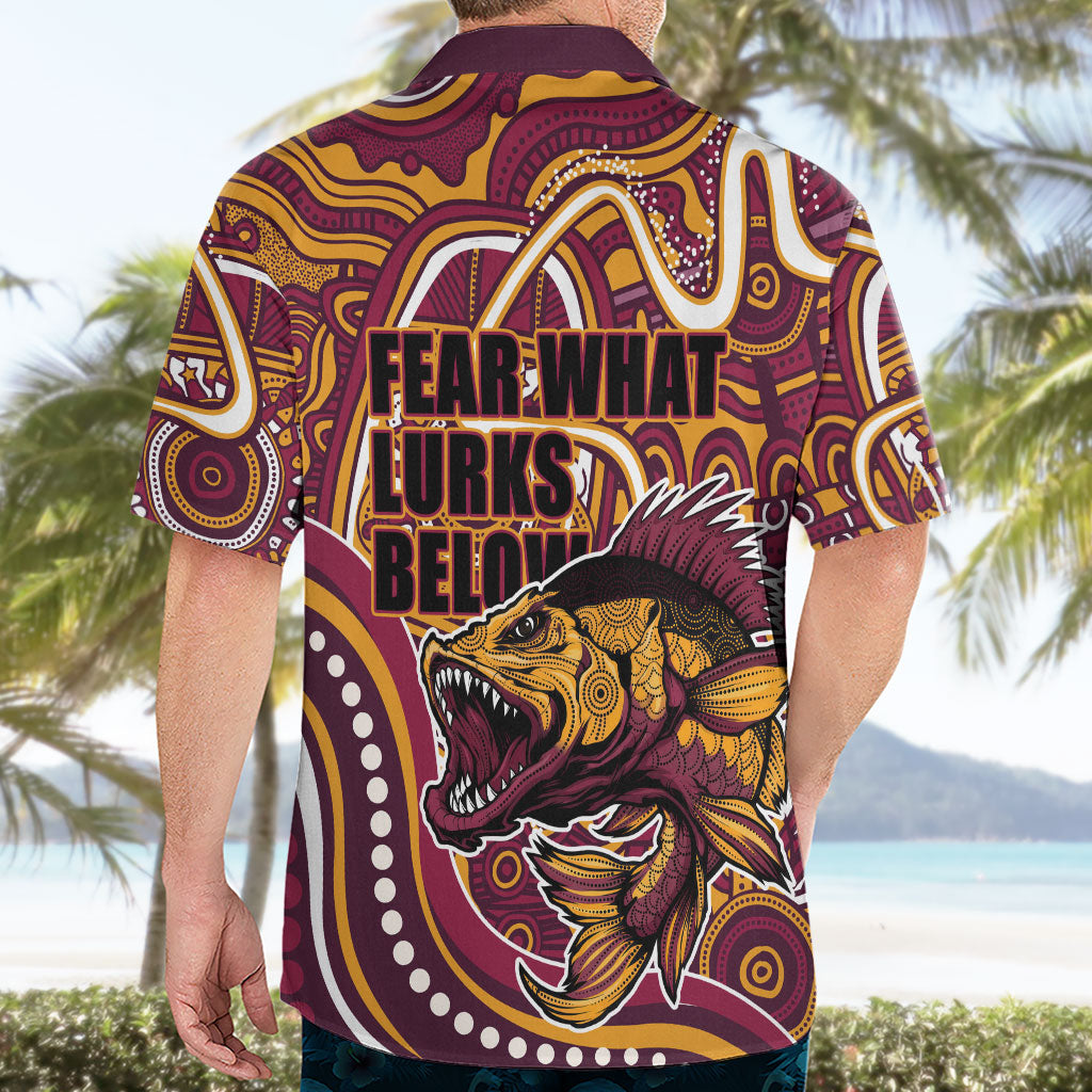 Aboriginal Barramundi Fishing Fear What Lurks Below Hawaiian Shirt Indigenous Australian Dot Predatory Fish