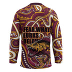Aboriginal Barramundi Fishing Fear What Lurks Below Hockey Jersey Indigenous Australian Dot Predatory Fish