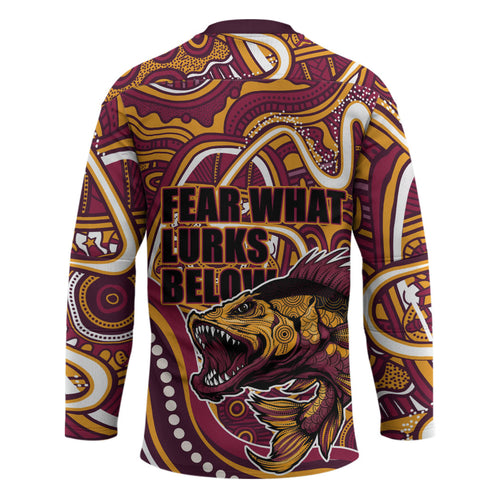 Aboriginal Barramundi Fishing Fear What Lurks Below Hockey Jersey Indigenous Australian Dot Predatory Fish
