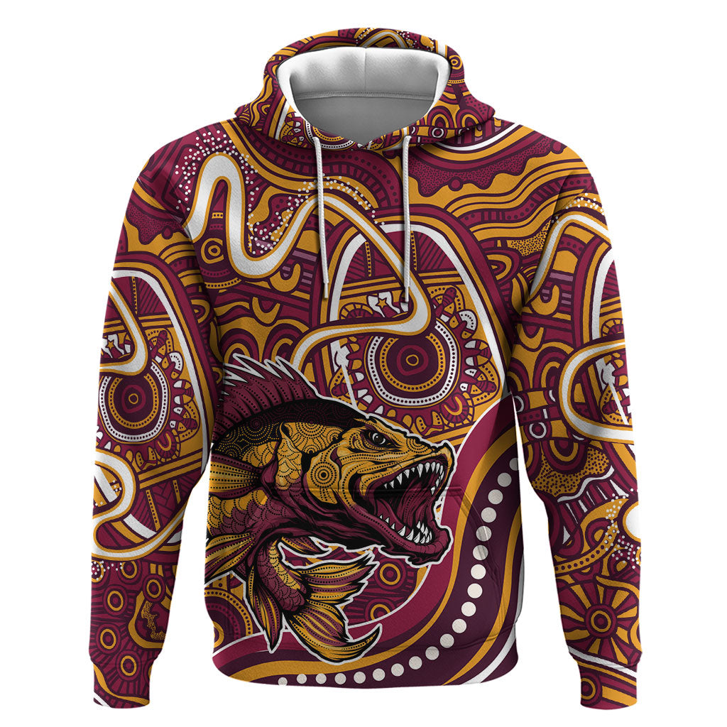 Aboriginal Barramundi Fishing Fear What Lurks Below Hoodie Indigenous Australian Dot Predatory Fish