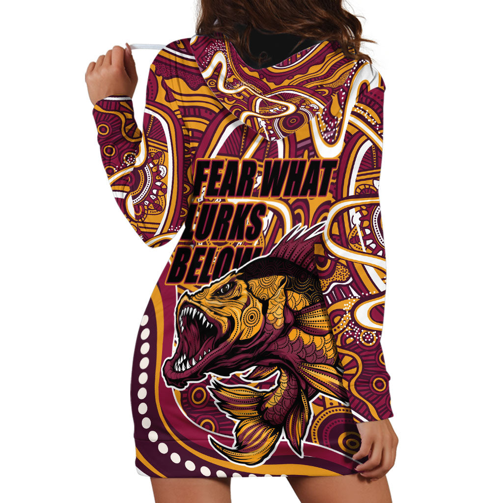 Aboriginal Barramundi Fishing Fear What Lurks Below Hoodie Dress Indigenous Australian Dot Predatory Fish