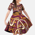 Aboriginal Barramundi Fishing Fear What Lurks Below Kid Short Sleeve Dress Indigenous Australian Dot Predatory Fish