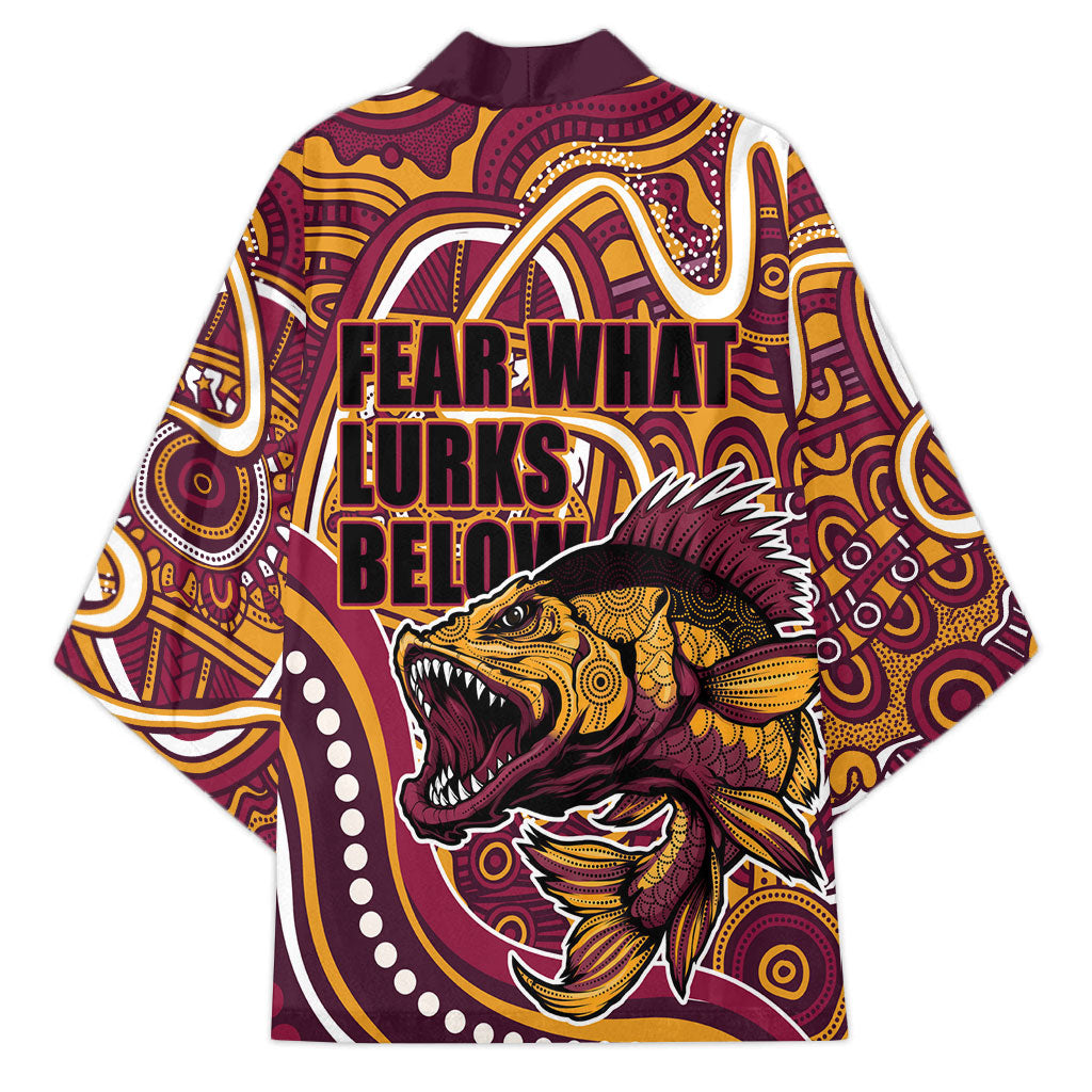 Aboriginal Barramundi Fishing Fear What Lurks Below Kimono Indigenous Australian Dot Predatory Fish