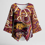 Aboriginal Barramundi Fishing Fear What Lurks Below Kimono Sleeve Blouse Indigenous Australian Dot Predatory Fish