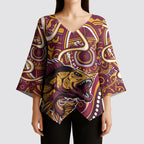 Aboriginal Barramundi Fishing Fear What Lurks Below Kimono Sleeve Blouse Indigenous Australian Dot Predatory Fish