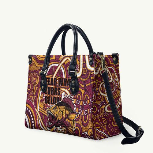 Aboriginal Barramundi Fishing Fear What Lurks Below Leather Bag Indigenous Australian Dot Predatory Fish
