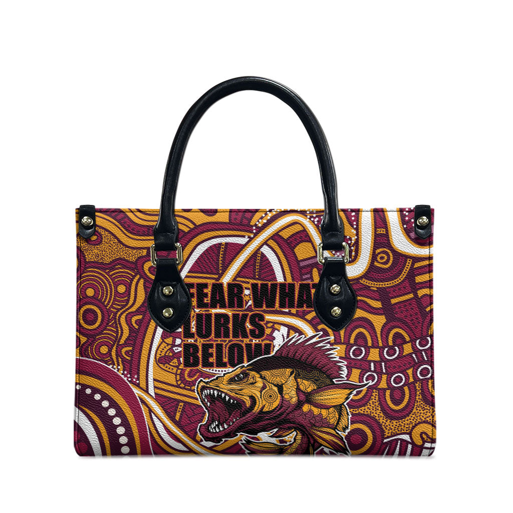 Aboriginal Barramundi Fishing Fear What Lurks Below Leather Bag Indigenous Australian Dot Predatory Fish