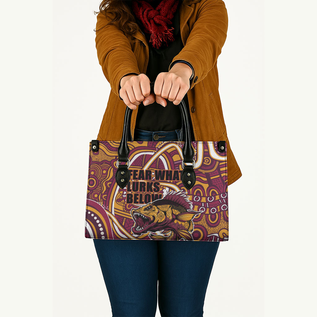 Aboriginal Barramundi Fishing Fear What Lurks Below Leather Bag Indigenous Australian Dot Predatory Fish