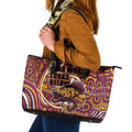 Aboriginal Barramundi Fishing Fear What Lurks Below Leather Tote Bag Indigenous Australian Dot Predatory Fish