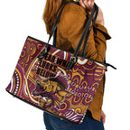 Aboriginal Barramundi Fishing Fear What Lurks Below Leather Tote Bag Indigenous Australian Dot Predatory Fish