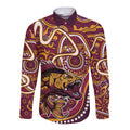 Aboriginal Barramundi Fishing Fear What Lurks Below Long Sleeve Button Shirt Indigenous Australian Dot Predatory Fish
