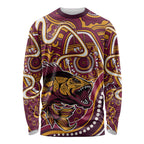 Aboriginal Barramundi Fishing Fear What Lurks Below Long Sleeve Shirt Indigenous Australian Dot Predatory Fish