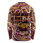 Aboriginal Barramundi Fishing Fear What Lurks Below Long Sleeve Shirt Indigenous Australian Dot Predatory Fish