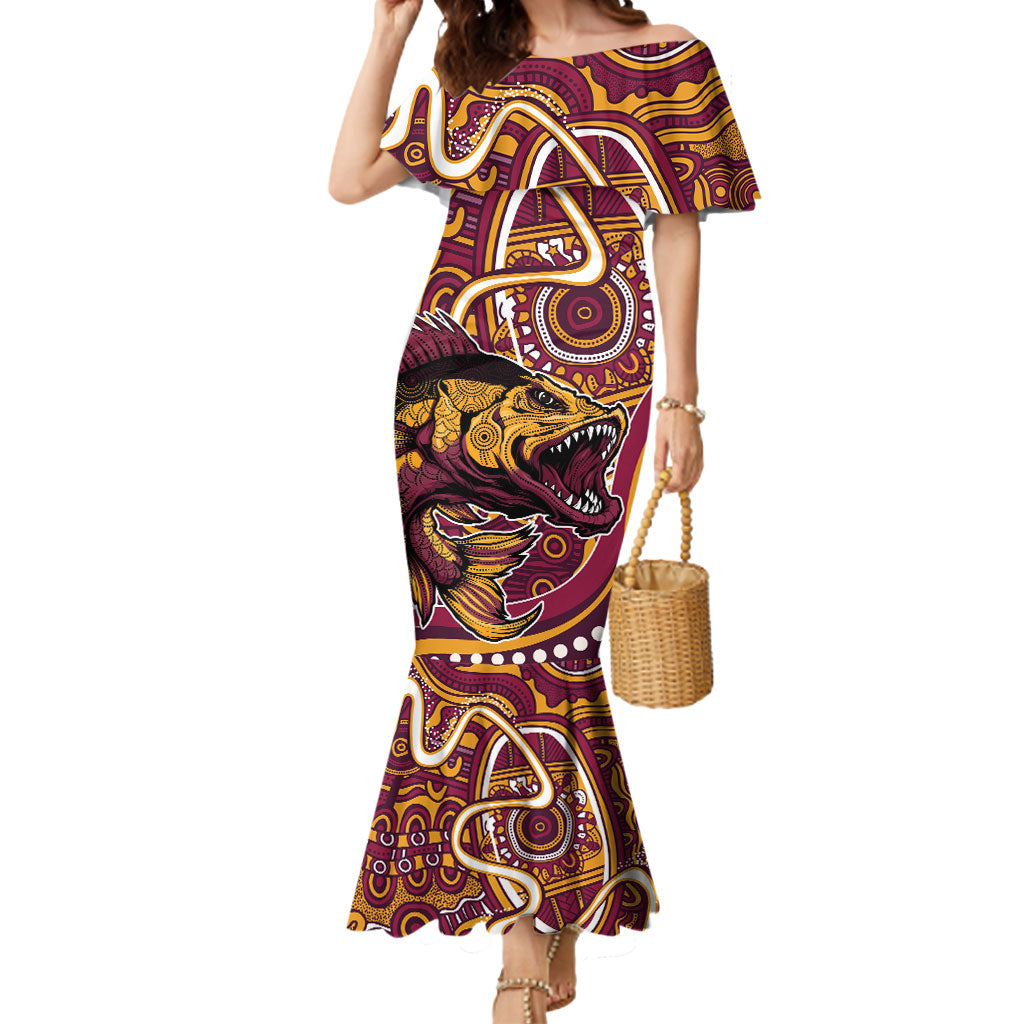 Aboriginal Barramundi Fishing Fear What Lurks Below Mermaid Dress Indigenous Australian Dot Predatory Fish