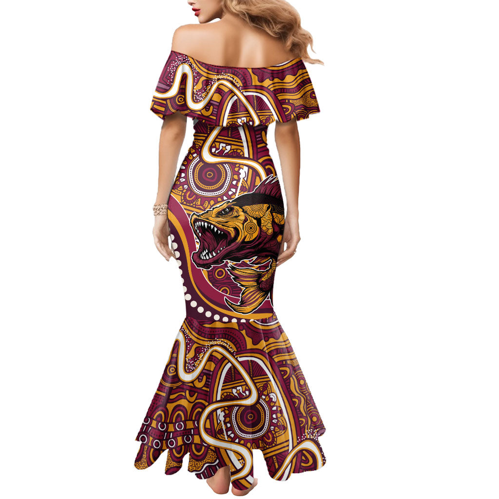 Aboriginal Barramundi Fishing Fear What Lurks Below Mermaid Dress Indigenous Australian Dot Predatory Fish