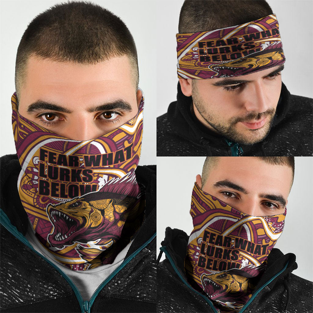 Aboriginal Barramundi Fishing Fear What Lurks Below Neck Gaiter Indigenous Australian Dot Predatory Fish