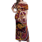 Aboriginal Barramundi Fishing Fear What Lurks Below Off Shoulder Maxi Dress Indigenous Australian Dot Predatory Fish