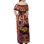 Aboriginal Barramundi Fishing Fear What Lurks Below Off Shoulder Maxi Dress Indigenous Australian Dot Predatory Fish
