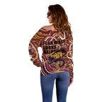 Aboriginal Barramundi Fishing Fear What Lurks Below Off Shoulder Sweater Indigenous Australian Dot Predatory Fish
