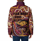 Aboriginal Barramundi Fishing Fear What Lurks Below Padded Jacket Indigenous Australian Dot Predatory Fish