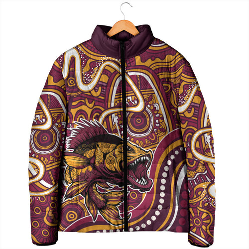 Aboriginal Barramundi Fishing Fear What Lurks Below Padded Jacket Indigenous Australian Dot Predatory Fish