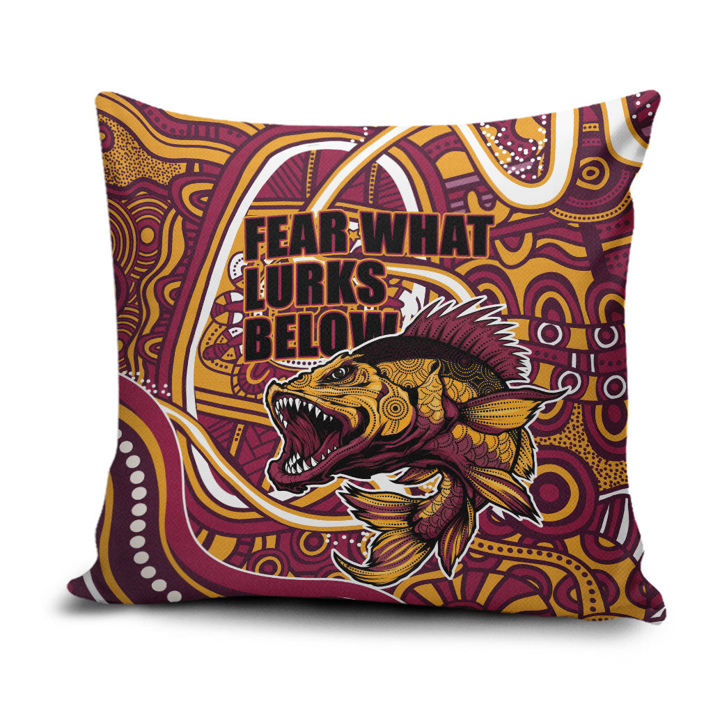 Aboriginal Barramundi Fishing Fear What Lurks Below Pillow Cover Indigenous Australian Dot Predatory Fish