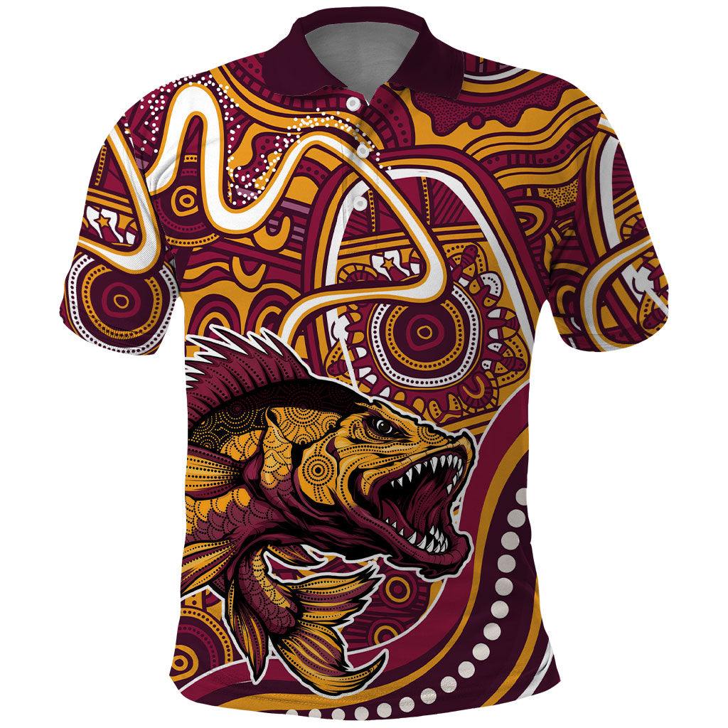 Aboriginal Barramundi Fishing Fear What Lurks Below Polo Shirt Indigenous Australian Dot Predatory Fish