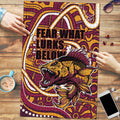 Aboriginal Barramundi Fishing Fear What Lurks Below Puzzle Indigenous Australian Dot Predatory Fish
