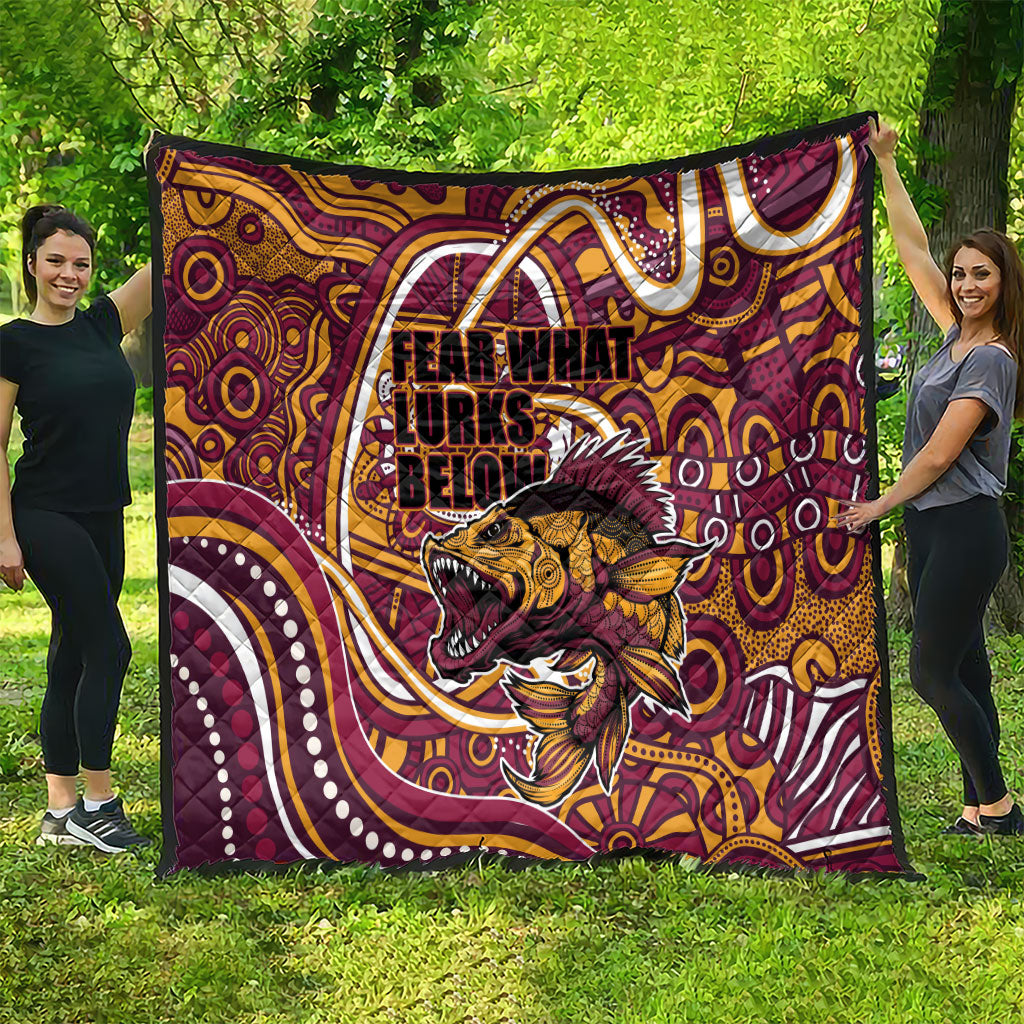 Aboriginal Barramundi Fishing Fear What Lurks Below Quilt Indigenous Australian Dot Predatory Fish
