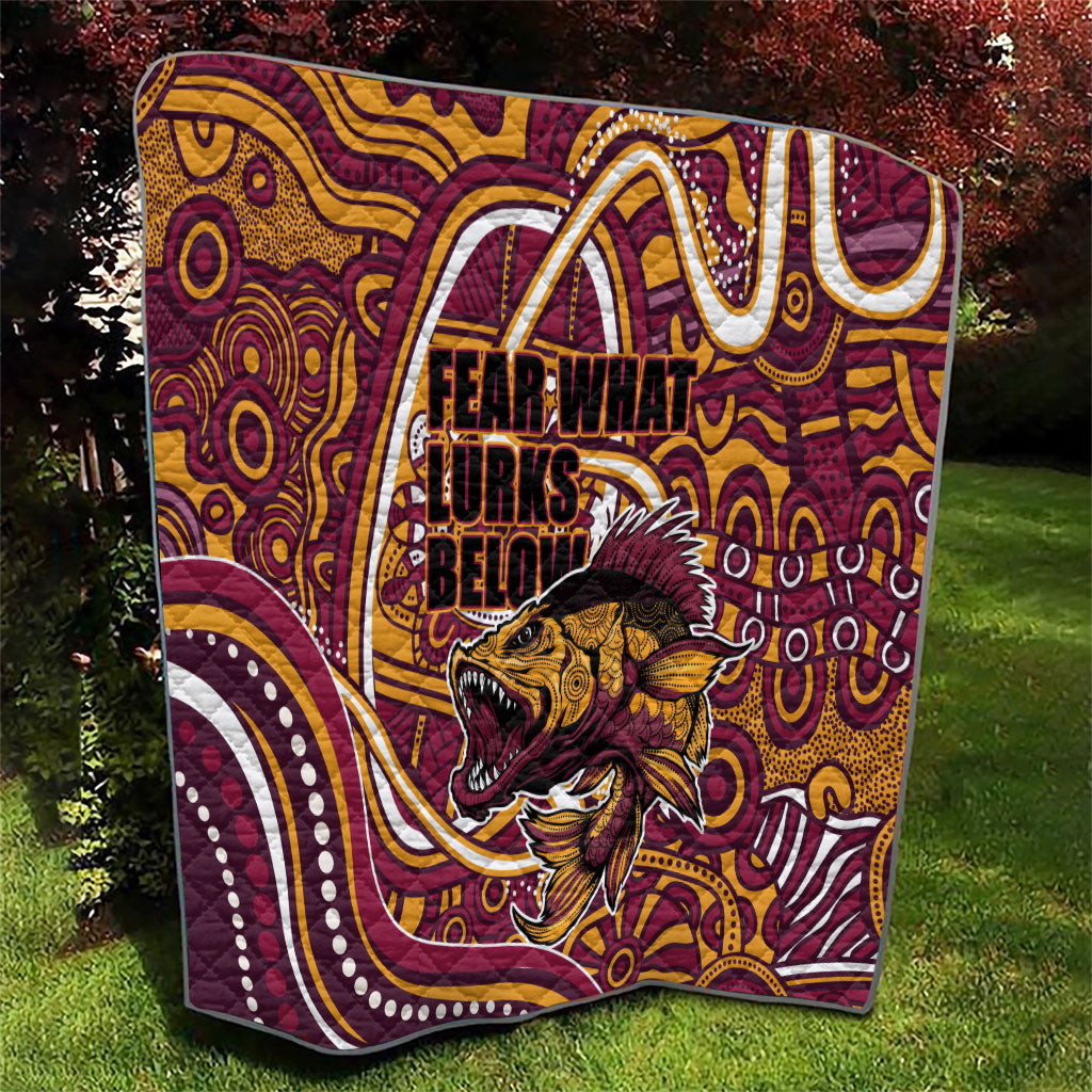 Aboriginal Barramundi Fishing Fear What Lurks Below Quilt Indigenous Australian Dot Predatory Fish