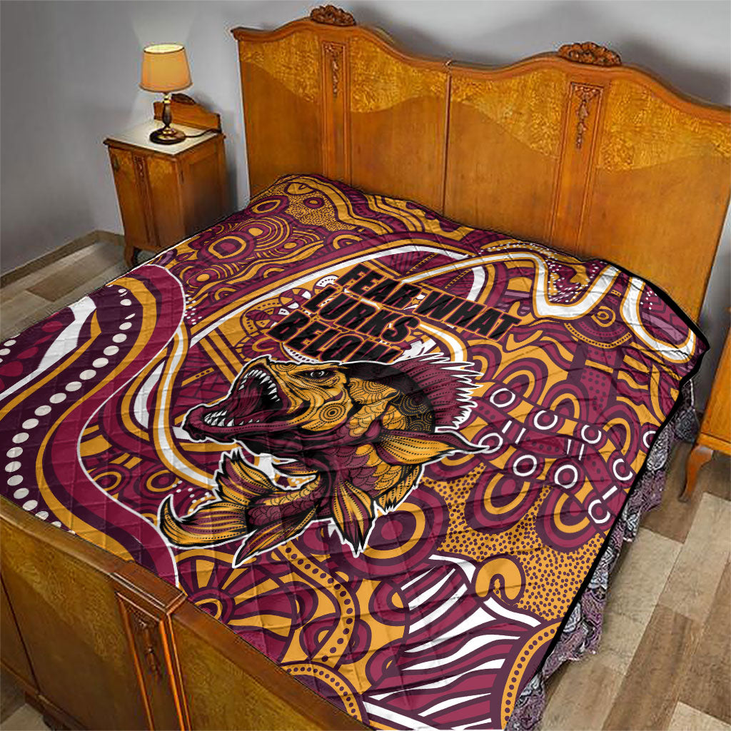Aboriginal Barramundi Fishing Fear What Lurks Below Quilt Indigenous Australian Dot Predatory Fish