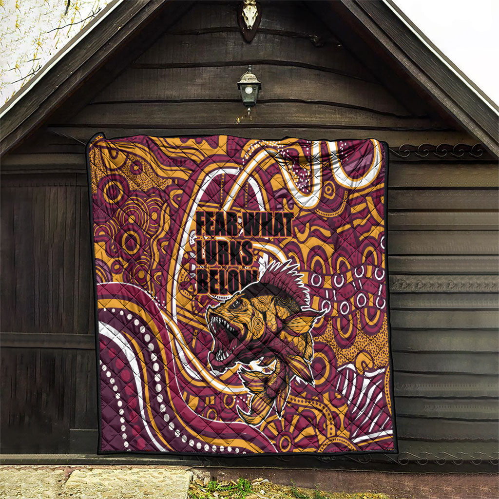 Aboriginal Barramundi Fishing Fear What Lurks Below Quilt Indigenous Australian Dot Predatory Fish