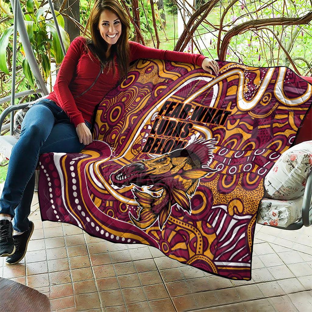 Aboriginal Barramundi Fishing Fear What Lurks Below Quilt Indigenous Australian Dot Predatory Fish