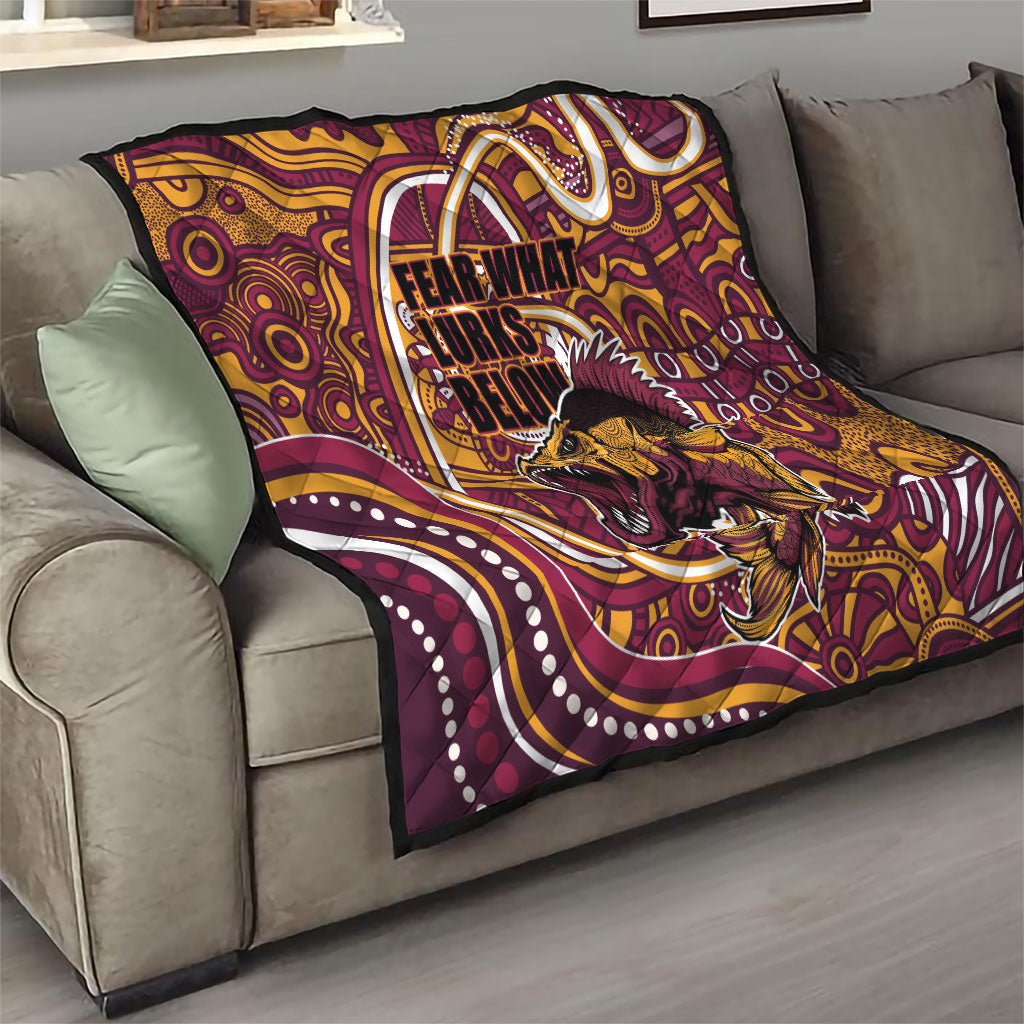 Aboriginal Barramundi Fishing Fear What Lurks Below Quilt Indigenous Australian Dot Predatory Fish