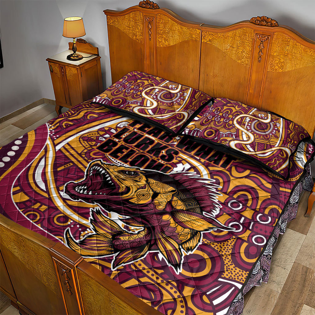 Aboriginal Barramundi Fishing Fear What Lurks Below Quilt Bed Set Indigenous Australian Dot Predatory Fish