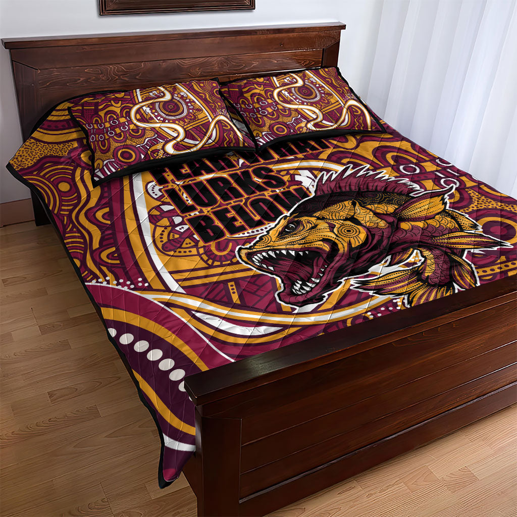 Aboriginal Barramundi Fishing Fear What Lurks Below Quilt Bed Set Indigenous Australian Dot Predatory Fish