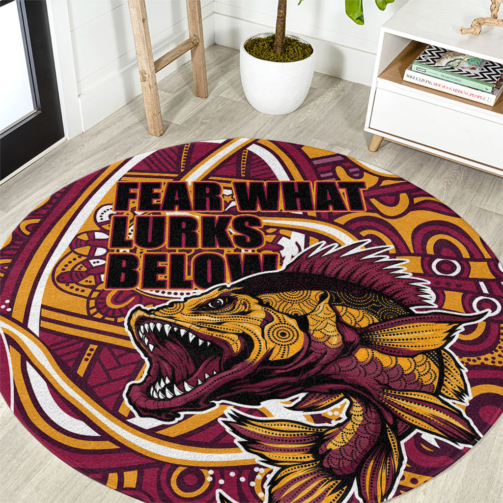Aboriginal Barramundi Fishing Fear What Lurks Below Round Carpet Indigenous Australian Dot Predatory Fish