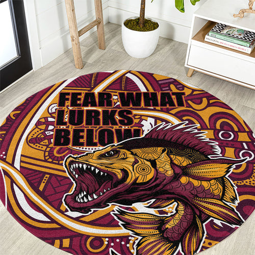 Aboriginal Barramundi Fishing Fear What Lurks Below Round Carpet Indigenous Australian Dot Predatory Fish