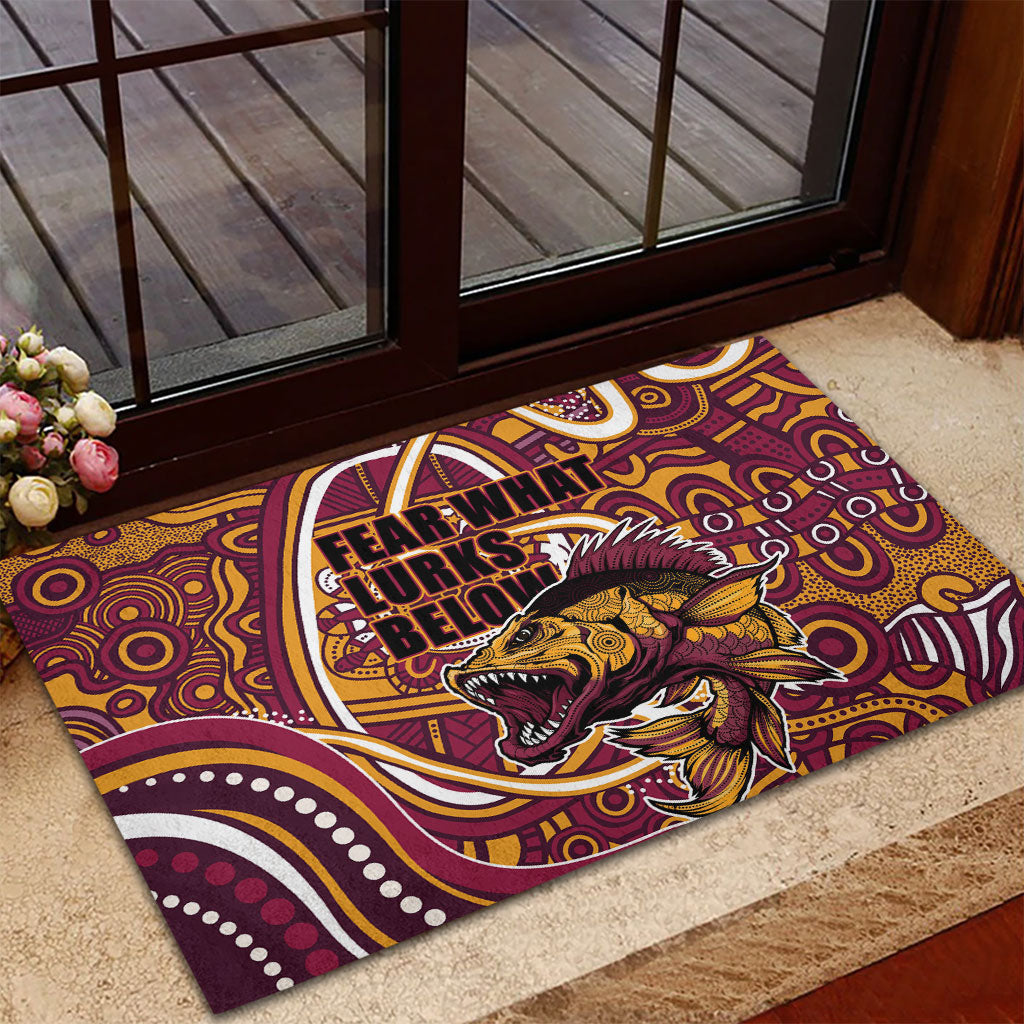 Aboriginal Barramundi Fishing Fear What Lurks Below Rubber Doormat Indigenous Australian Dot Predatory Fish