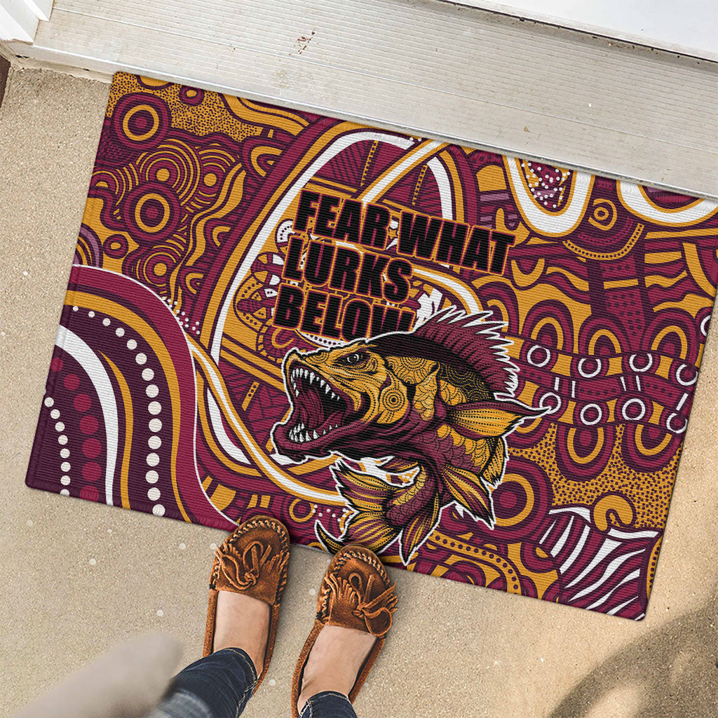 Aboriginal Barramundi Fishing Fear What Lurks Below Rubber Doormat Indigenous Australian Dot Predatory Fish