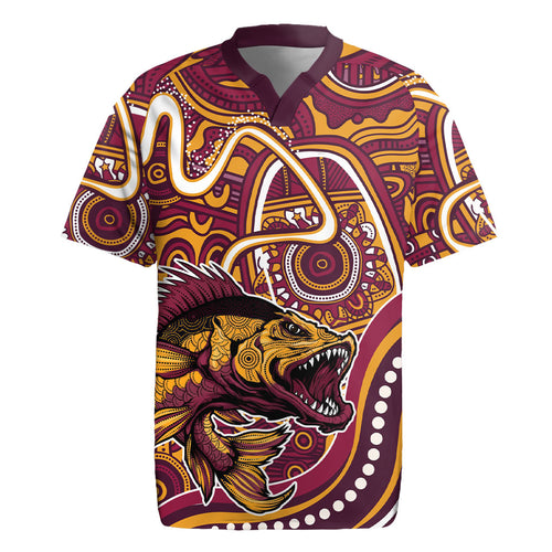 Aboriginal Barramundi Fishing Fear What Lurks Below Rugby Jersey Indigenous Australian Dot Predatory Fish